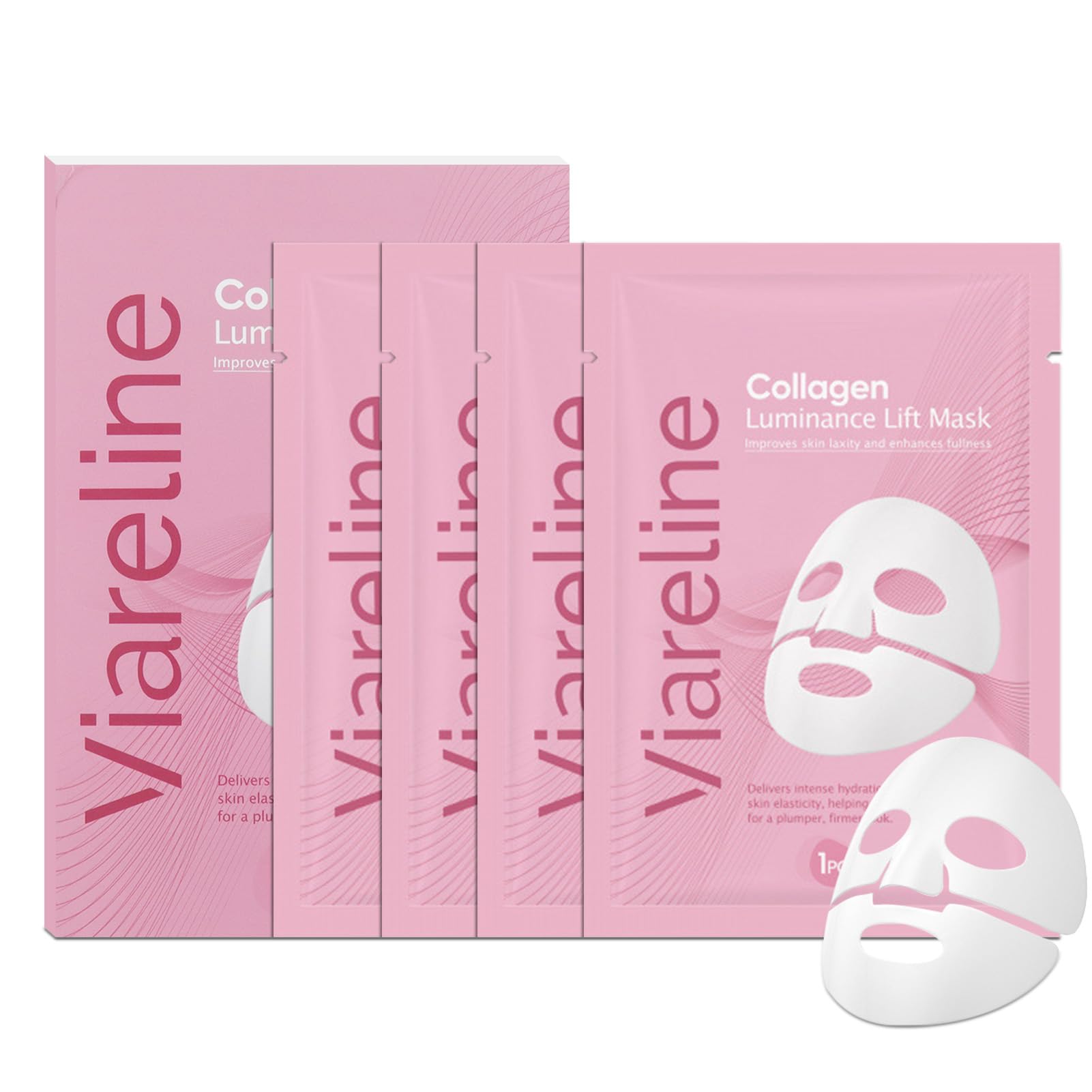 Kollagen Maske 4 Stück, Deep Collagen Anti Wrinkle Lifting Mask, Bio Collagen Real Deep Maske, collagen Overnight Mask Korean, Zur Hydratation, Anti-Falten Wirkung, Straffend