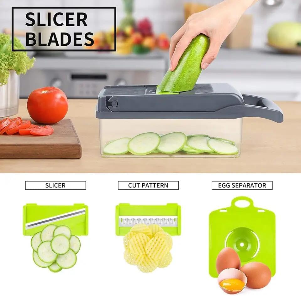 Miniatura 4 de Premium Kitchen Multi 12 en 1 Manual Mandolina Frutas Verduras Cortador Cebolla Dicer Verduras Cortador Vegetal Picador