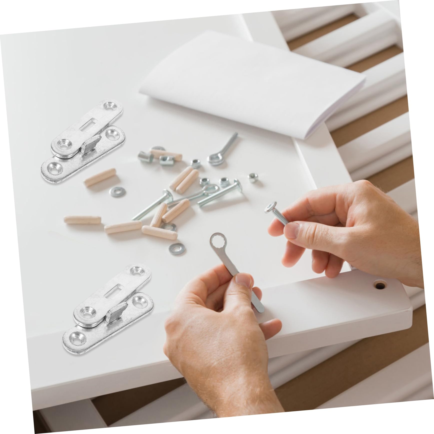 BELLIFFY 4 Pairs Bed Hinge Bed Frame Brackets for Rails Bed Rail Fasteners Bed Frame Hook Brackets Wood Bed Rail Brackets Headboard Hinges Furniture Bed Rail Fittings Headboard Bracket