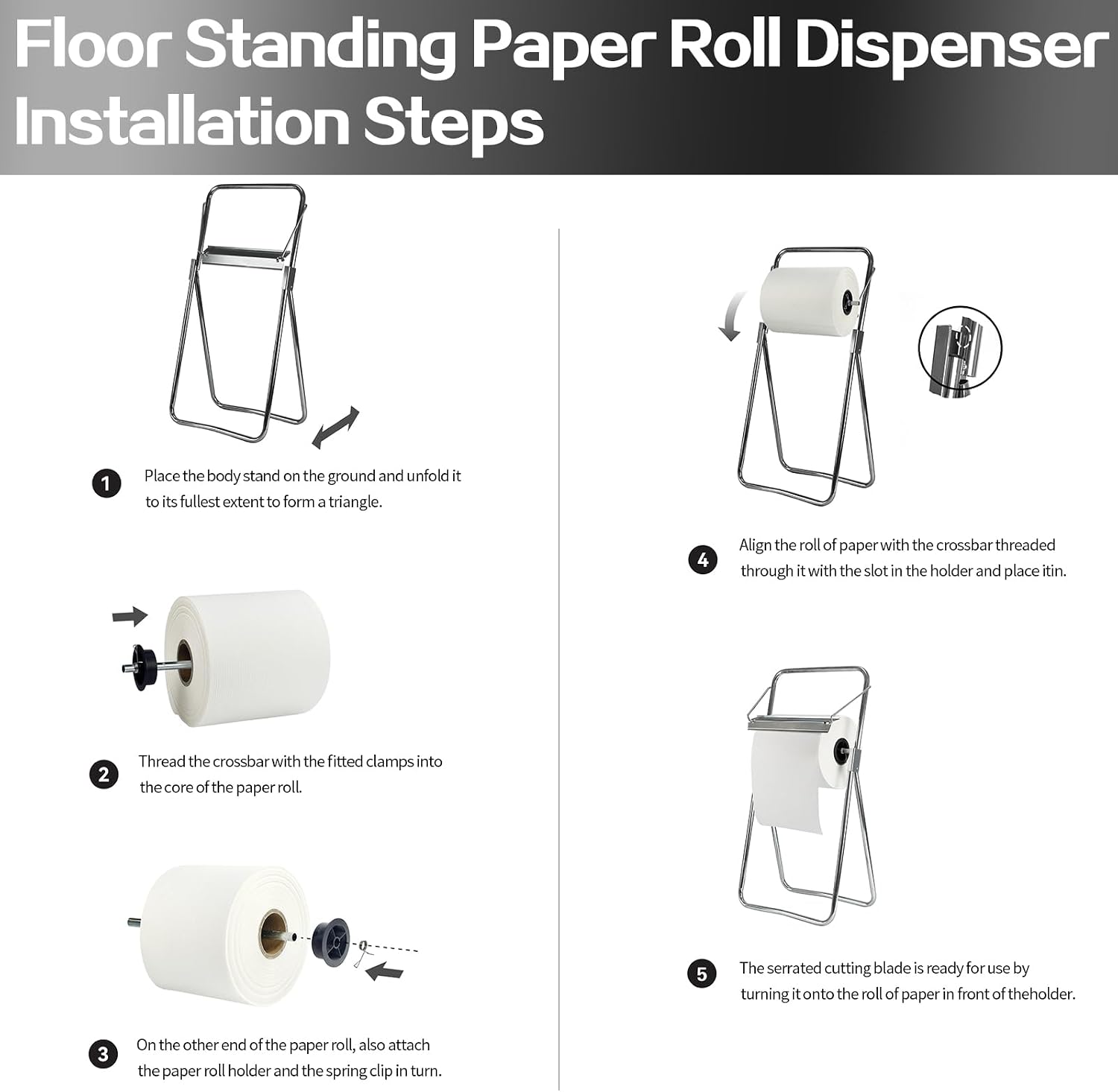 Floor Stand Jumbo Roll Wiper Dispenser,Black,35 X 17x 16 in