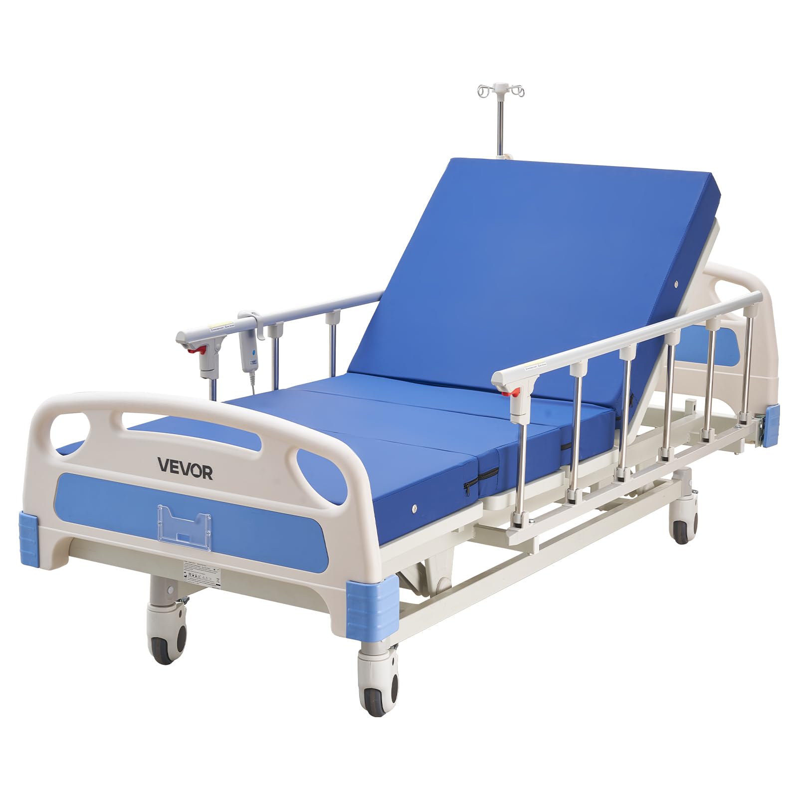 VEVOR Letto Ospedaliero Elettrico per Degenza Letto Ospedaliero Capacità di Carico 250 kg per l'Assistenza Domiciliare, Angolo Schienale Regolabile 0-75° Altezza Regolabile 475-750mm 3 Funzioni