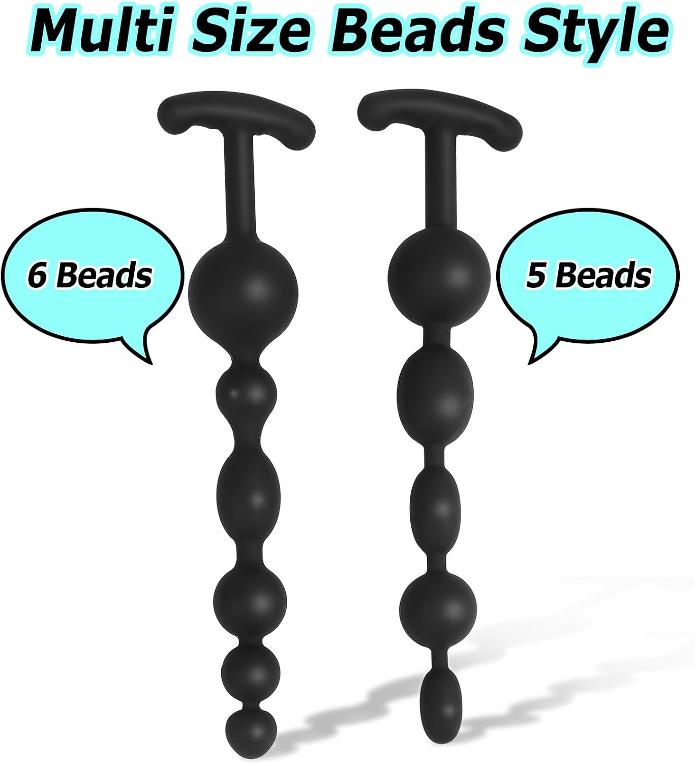 Anal Beads Anal Plug Wearable Butt Plug with Multi Size Beads (6 Beads)