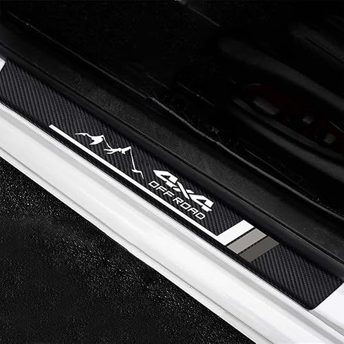 Miniatura 10 de 4 calcomanías protectoras de fibra de carbono para umbral de puertas delanteras y traseras de automóvil compatibles con Toyota Tacoma 4Runner Tundra