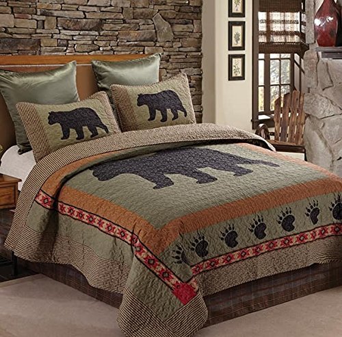 Bear and Paw Quilt & Sham Set + Matching Quilt Throw (Queen/Full)
