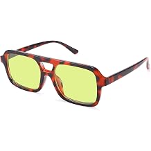 Hycredi Retro 70s Aviator Sunglasses for Women Men, Vintage Trendy Square Shades Rectangle Sun Glasses