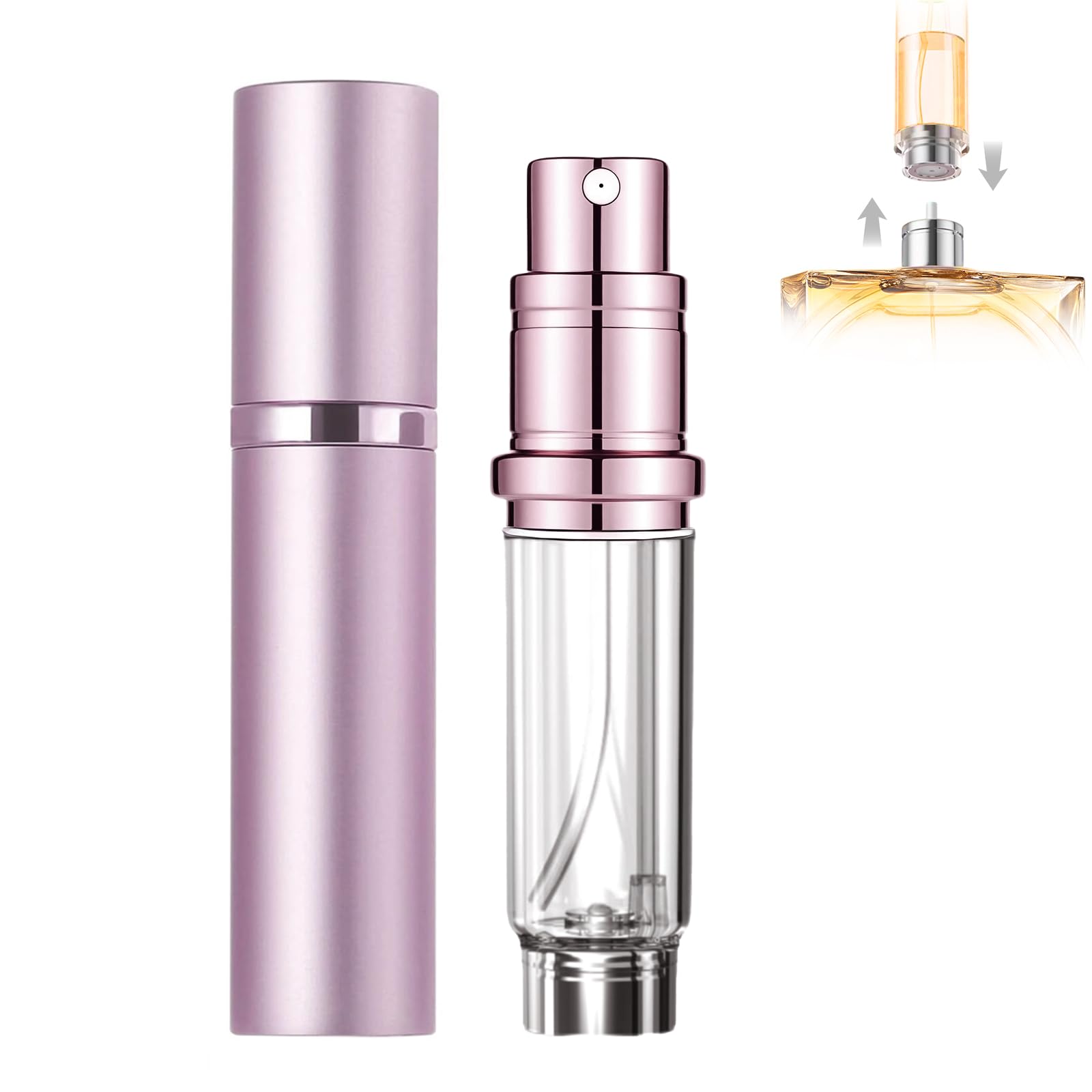 Szyanlai Women's Pink Portable Perfume Atomiser Refillable - 5Ml Empty Travel Perfume Bottle, Nano Mist, Leaking Proof, Bottom Pump Without Funnel, Luxurious Mini And Men (Pink)