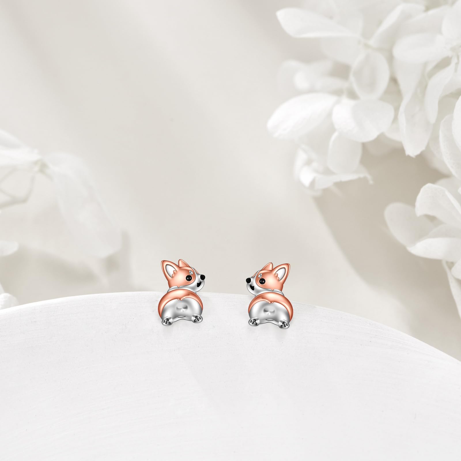 Corgi Boucles d'oreilles pour fille en argent sterling avec motif de chien mignon Cadeau d'anniversaire, Pas de gemme