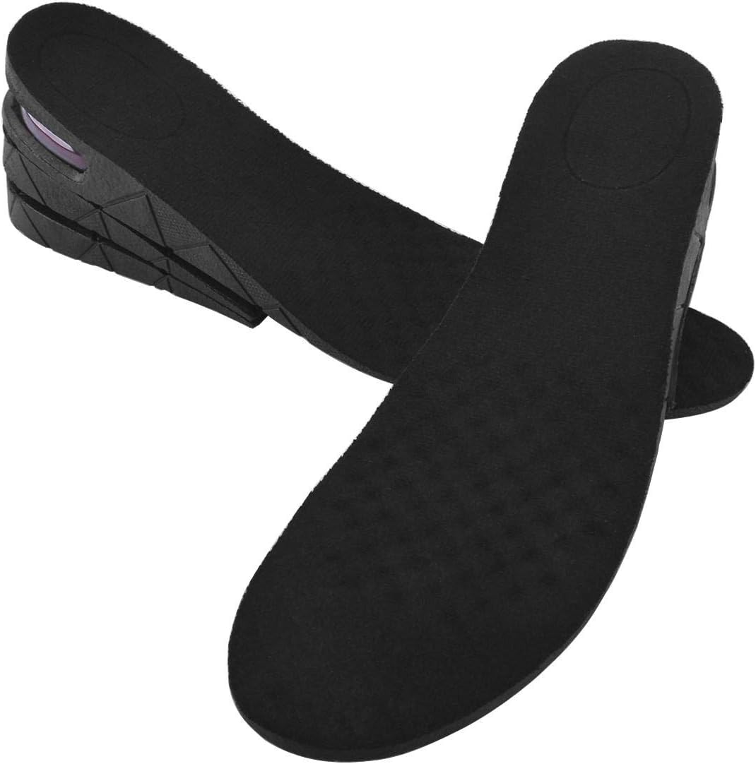 Geboor3 Layer 7cm Height Increase Insole Removable Air Cushion Taller Shoes Pad Fit for Men and Women-Black