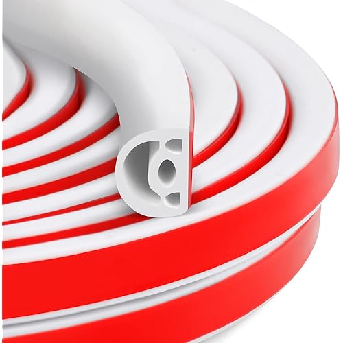 [2023 Upgrade] 19.7Ft Silicone Door Weather Stripping Door Seal Strip for Doors & Windows, Multi-Layer Soundproof Chamber Design, Self-Adhesive, Seal 5/16 “- 15/32 "Large Gaps, Easy to Cut & Install