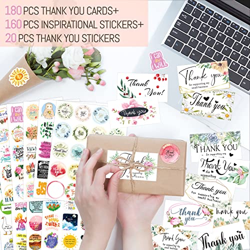 360Pcs Floral Thank You for Supporting My Small Business Cards and Thank You Stickers for Online Retail Shop Package Inserts Business Owners, Motivational Stickers for Greeting Cards Envelopes - Thumbnail 3