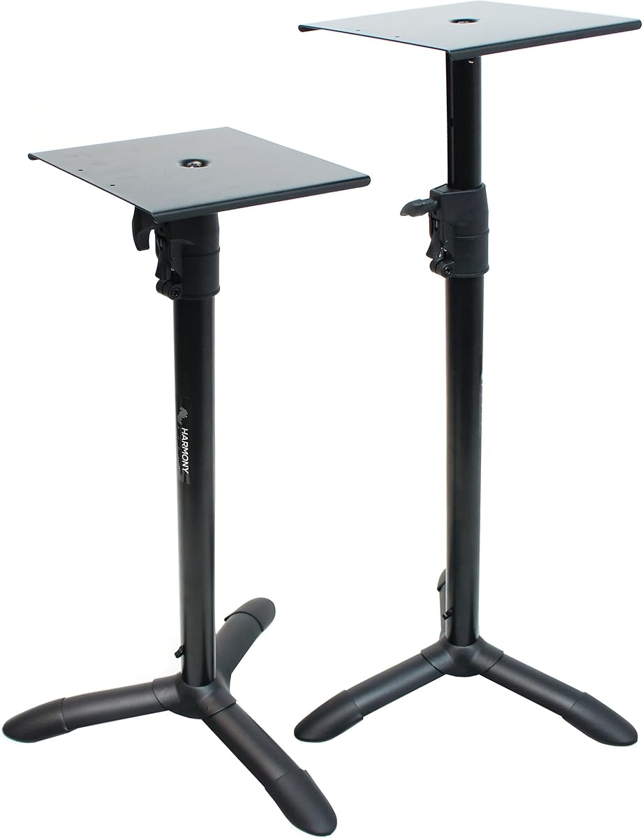 Harmony Audio HA-BKSPKS Home Audio - Studio Monitor Adjustable Height Bookshelf Speaker Stand Pair