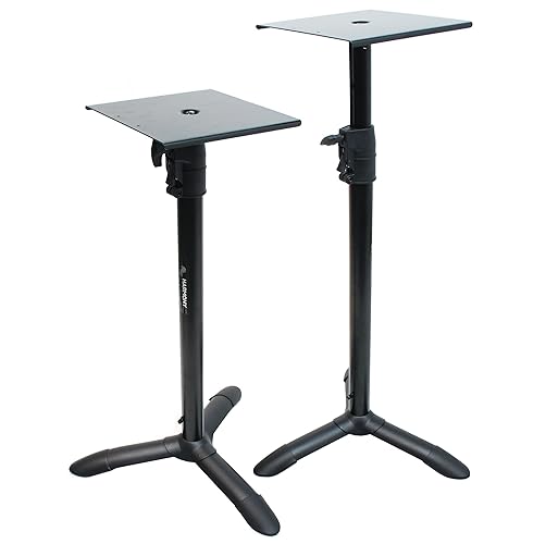 Harmony Audio HA-BKSPKS Home Audio - Studio Monitor Adjustable Height Bookshelf Speaker Stand Pair