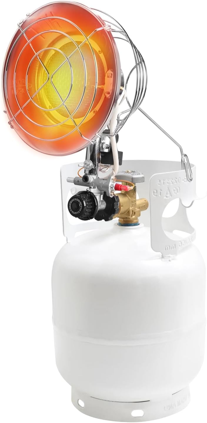 DOMINOX Single Tank Top Propane Heater, 15,000 BTU Gas Heater with 3 Heat Modes, for winter outdoor activities, hunting, ice fishing, RV, camping (Not Included Gas Tank)