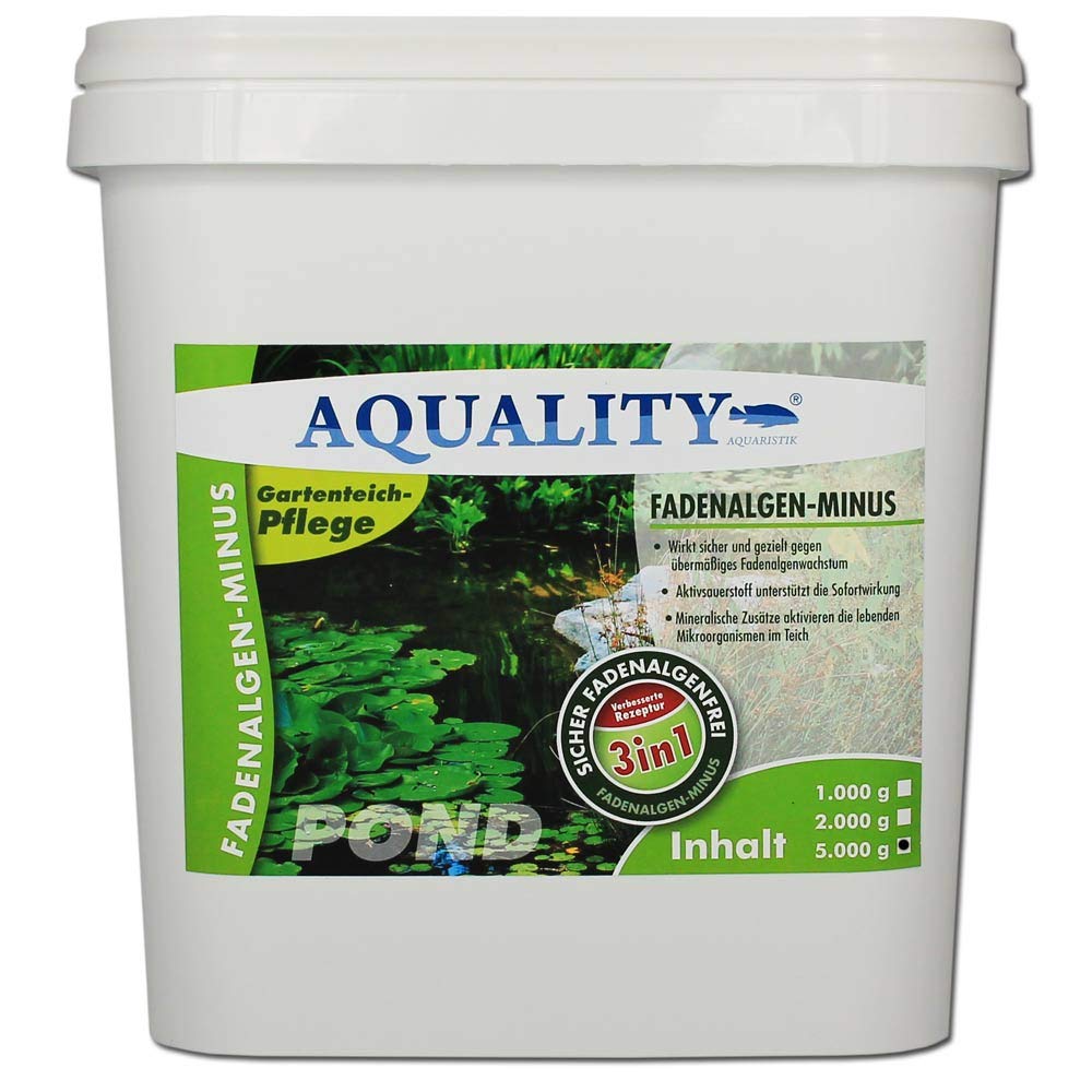 AQUALITY 5er Teichpflege Komplettset (Perfekte Gartenteich-Pflege. Wasseraufbereiter, Teichklärer, Teich-Aktiv und Fadenalgen-Vernichter + GRATIS Anwender-Fibel), Set-Größe:XXL Teichpflege-Set