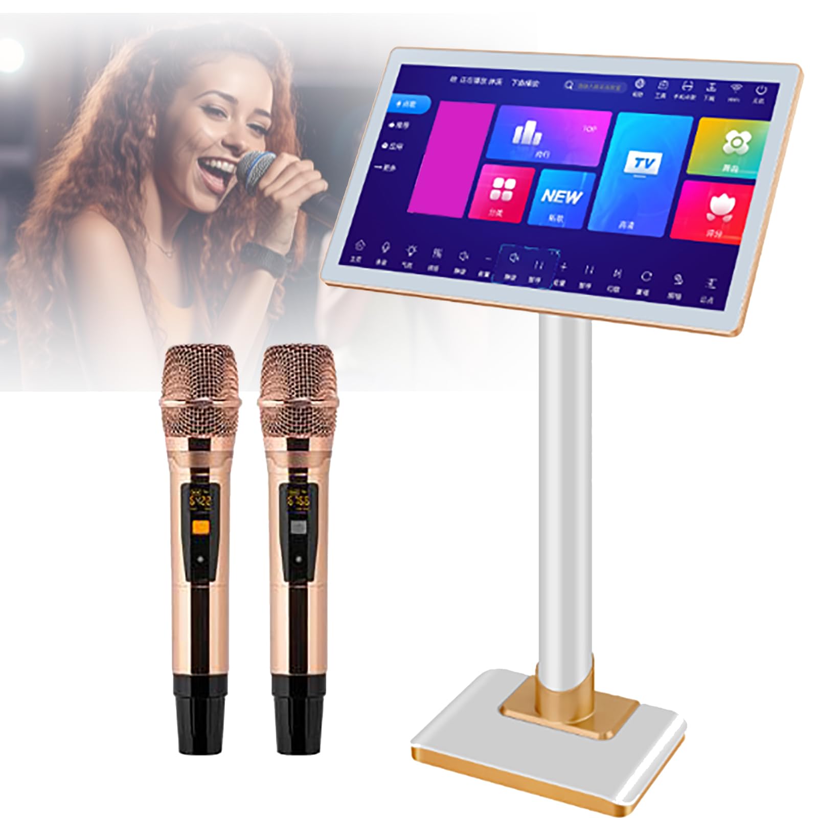 Lettore Karaoke da 19/21,5 Pollici, Schermo Touch HD, Controllo vocale Intelligente, Memoria da 500 GB a 8 TB + interfacce Multiple, per Feste al Chiuso e all;Aperto (A 21.5inch)