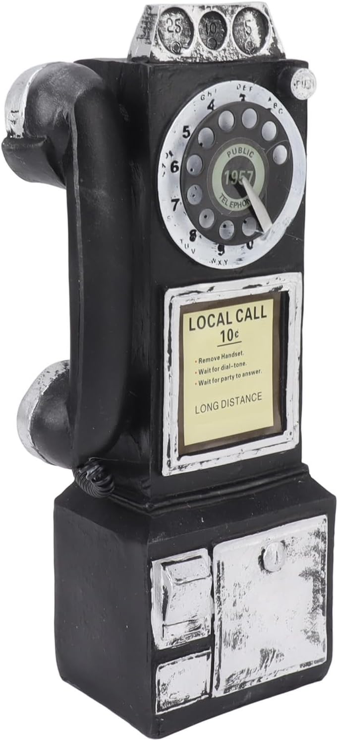 Keenso Retro Phone Model Decoration for Public Places, Exquisitely Crafted Vintage Telephone Decor for Seniors (Black)