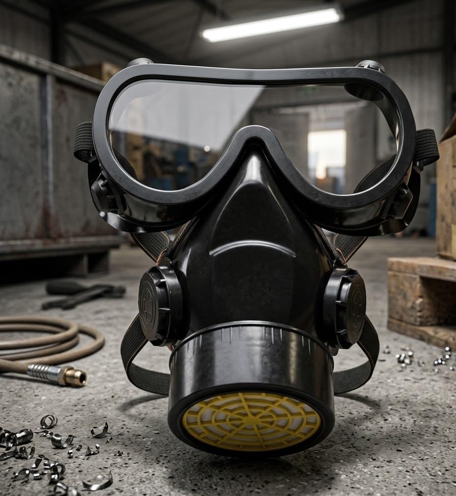 Dust Proof Chemical Respirator Paint Gas Mask | Double Cartridge Double Filter Half Face Reusable Safety Respirator Mask for Industrial Workshop Protection-image-5