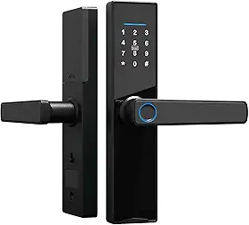 Fechadura Eletronica Digital Inteligente Smart Biometrica de Embutir com Maçaneta Preto Abertura com Cartao Senha Chave Facil de Usar Segurança Residencial