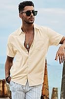 Vista 159 de JMIERR Camisas de vestir a rayas con botones y manga corta para hombre