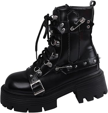 Mine Type, Mass Production Type, 3.1 inches 8 cm Heel, Height Increasing, Gothic Lolita Shoes, Thick Sole, Womens, Brooch, Lolita, Punk, Taller Shoes, Sneakers, Classic Enamel, Harajuku
