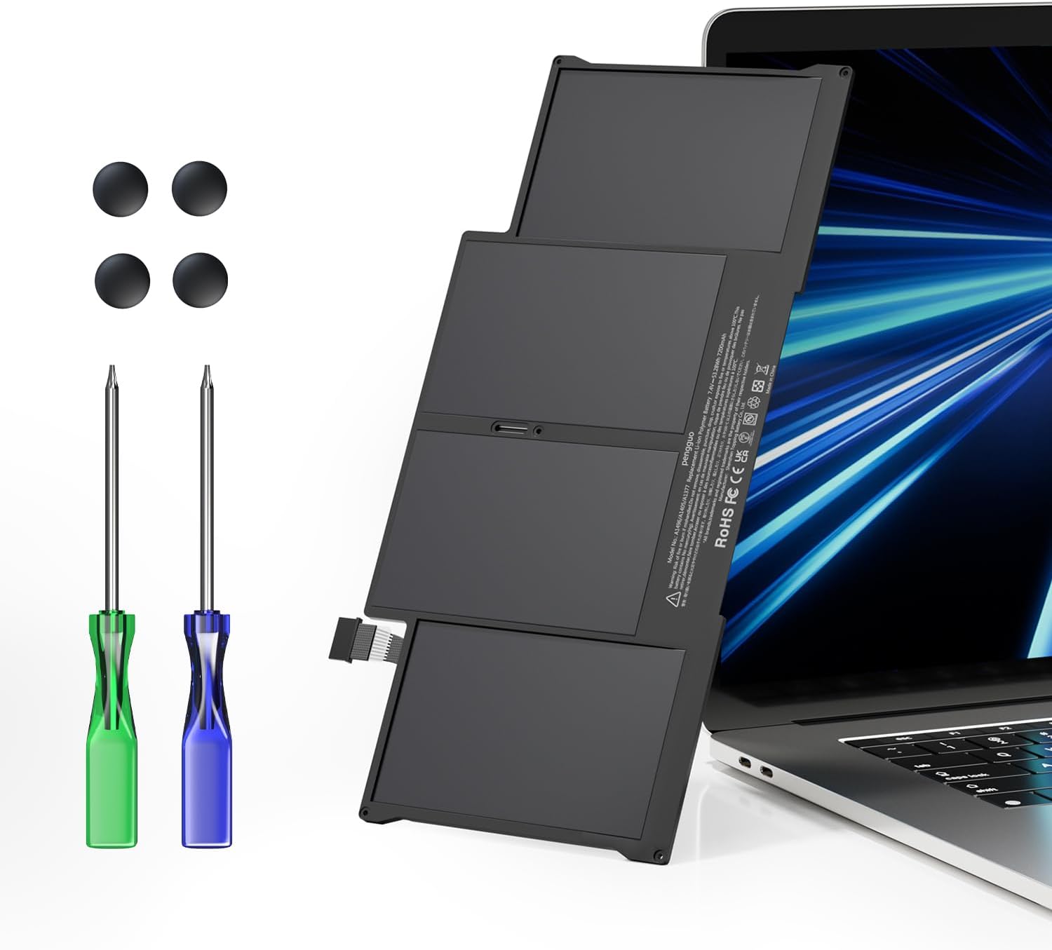 Battery for MacBook Air 13 Inch A1466 (Mid 2012, Mid 2013, Early 2014, Early 2015, 2017) A1369 (Late 2010, Mid 2011) Replacement Battery Model A1496 A1377 A1405 (Upgraded 6.2 Versions)