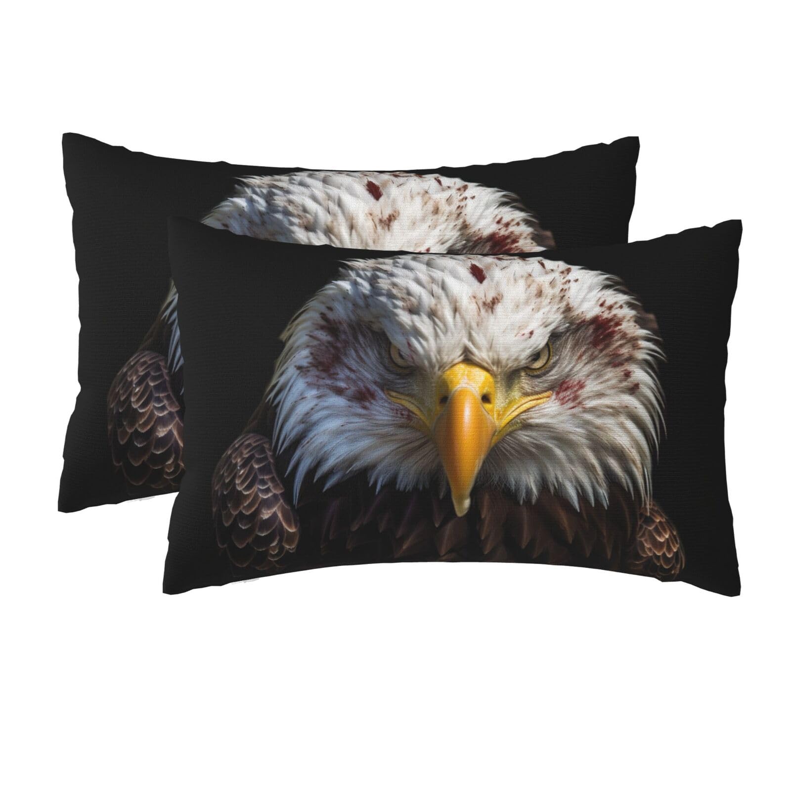 2 Pack Queen Pillow Cases with Hidden Zipper, Soft Breathable Pillow Covers for Hair and Skin, Bald Eagle American Flag Pillowcases 20"x30" Bed Pillow Protectors Cover for Sleeping Gifts