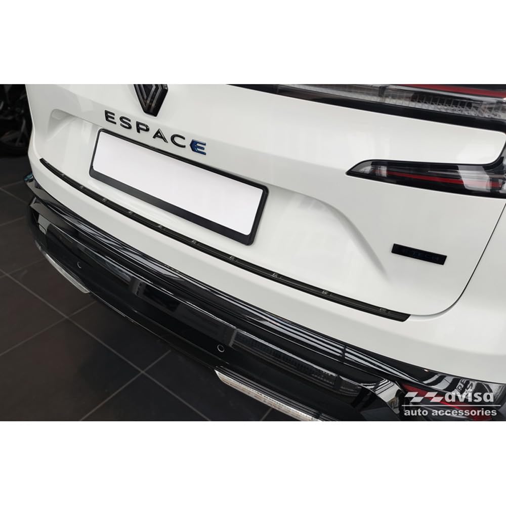 Avisa Matt Black Stainless Steel Rear bumper protector compatible with Renault Espace VI E-Tech Hybrid 2023- 'Ribs'