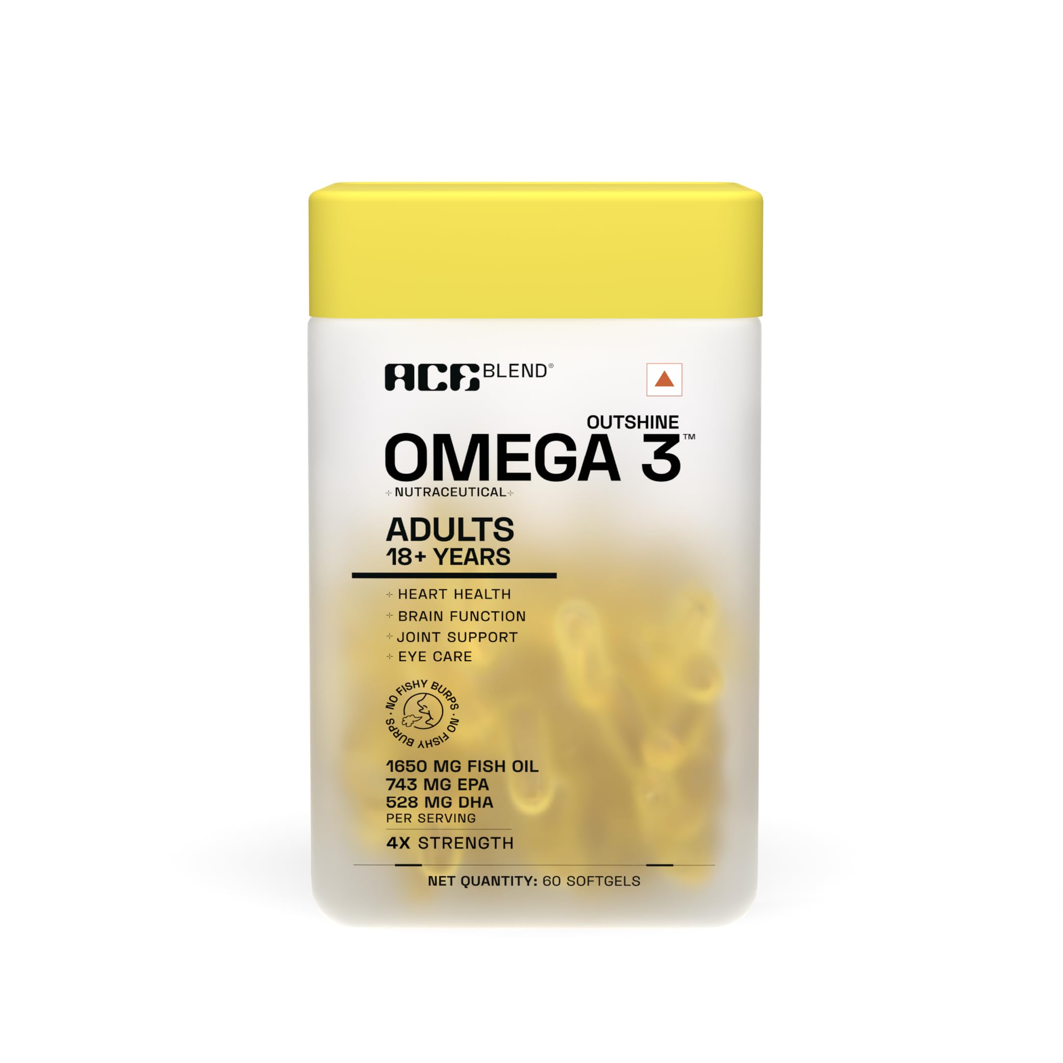 Ace Blend Outshine Omega 3 Fish Oil Capsules (60 Softgels) | 1650 Mg with 743 EPA & 528 DHA | 2 capsules for 4X Strength | No Fishy Burps | Supports Heart, Brain, Joints, Eye Health-image-44