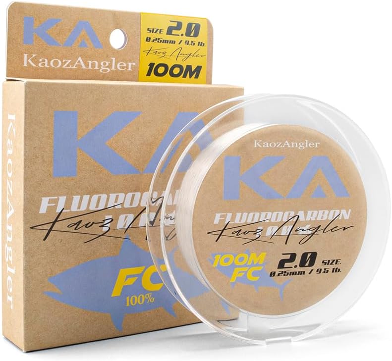 kaozAngler Pecies Fishing Line for Casting, Live Bait, Freshwater, 100% Fluorocarbon, Clear, Multiple Sizes