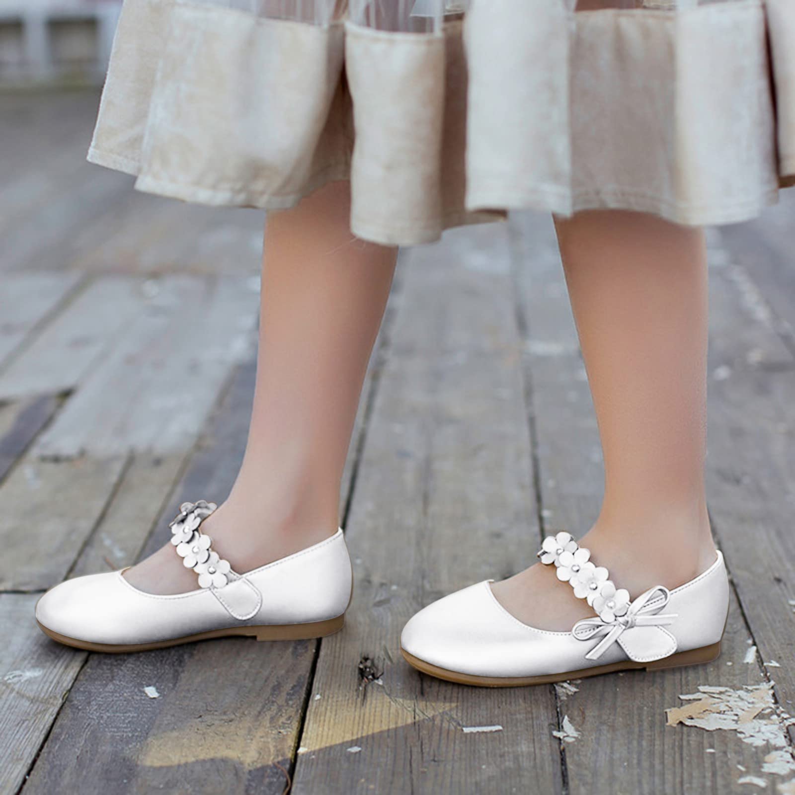 Zapatos de noche para niños y niñas, zapatos de vestir, planos y ligeros, zapatos de baile, elegantes princesas, zapatos de noche, con perla y flor, zapatos de comunión, zapatos de noche de cumpleaños