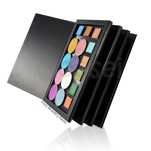 Paleta de sombra de ojos magnética en forma de libro de 4 capas, caja de almacenamiento de maquillaje vacía grande