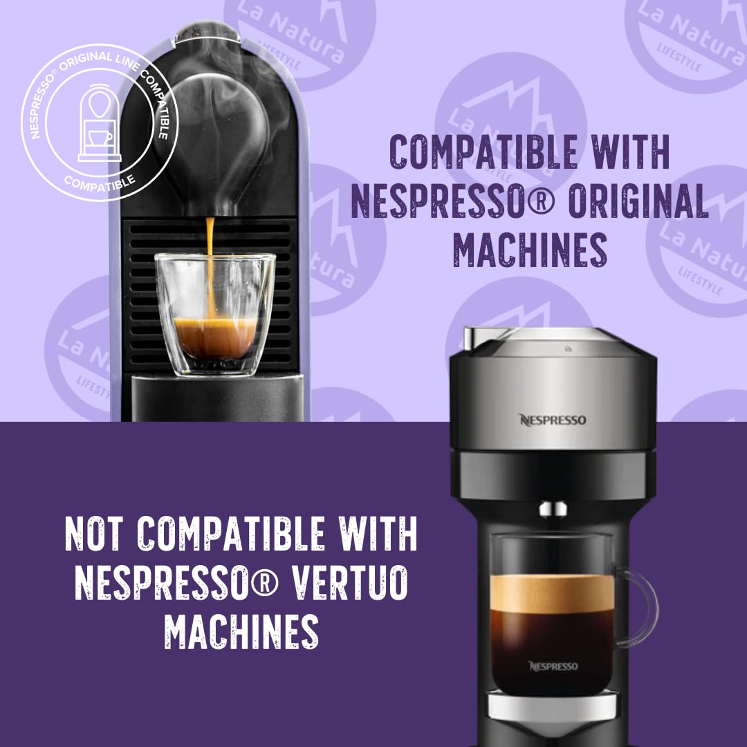 La Natura Lifestyle | 120 cápsulas de café LUNGO de aluminio | compatibles con máquinas de cápsulas de café Nespresso®* | 100% reciclables
