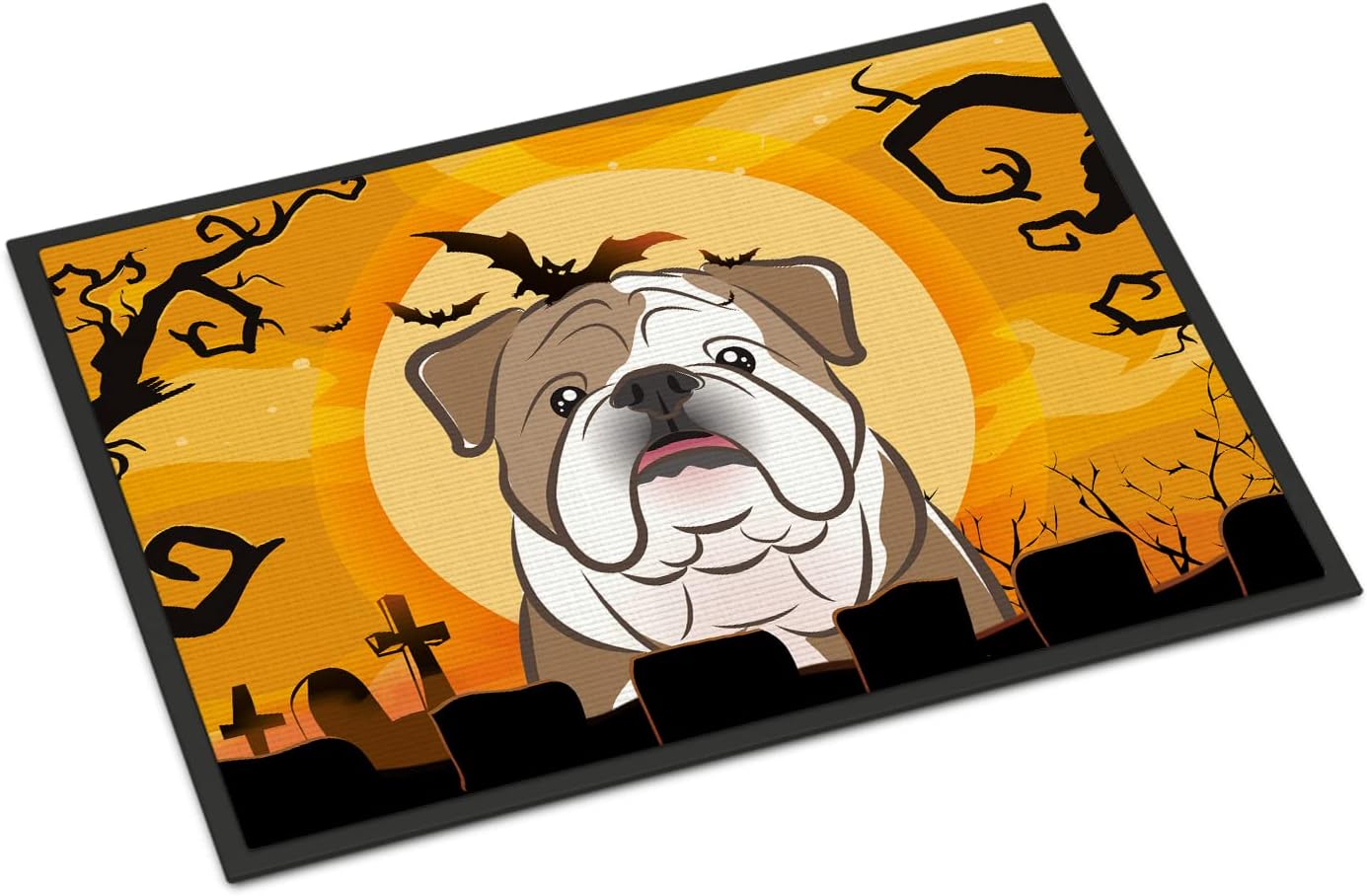 Caroline's Treasures BB1777JMAT Halloween English Bulldog Doormat 24x36 Front Door Mat Indoor Outdoor Rugs for Entryway, Non Slip Washable Low Pile, 24H X 36W