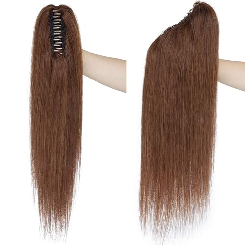 Miniatura 5 de S-noilite Extensión de cola de caballo con clip de garra y mandíbula de cabello humano rubio con clip de cola de caballo postizo 100% cabello humano