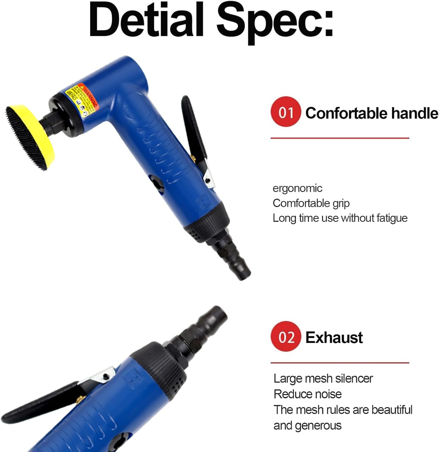 Air Die Grinder Set, 1/4" Pneumatic Right Angle Die Grinder 22000 RPM with 1" 2" 3" Backing Plates, Includes 30pc Backing Pad Grinding Set for Automotive Detailing, Deburring, Polishing