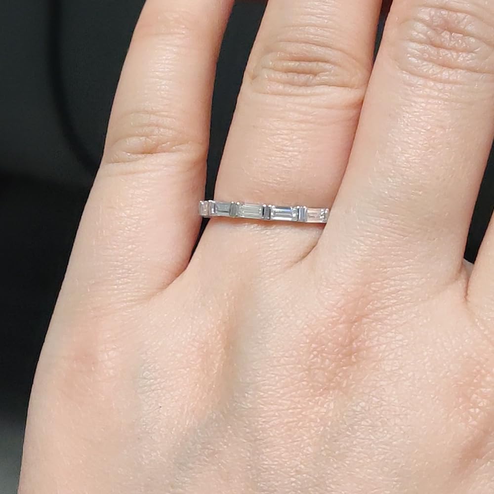 Fascinating Diamonds 3/8 Carat 14K Gold Lab Grown Baguette Cut Diamond Bar Set Thin Women Wedding Band (VS1-VS2 Clarity, E-F-G Color, 0.40 Ctw)