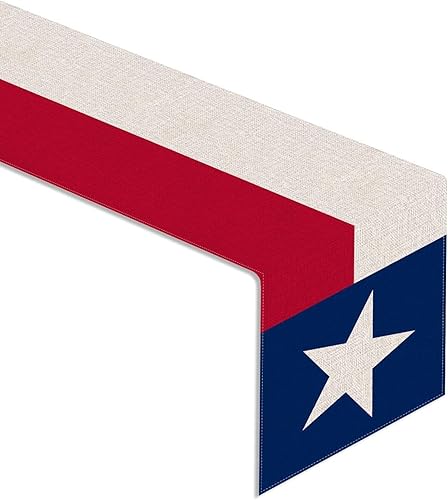 Miniatura 1 de Camino de mesa de lino Texas vintage The Long Star State para cocina, comedor (13 x 90 pulgadas)