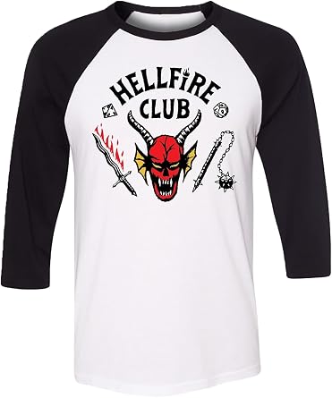 Stranger Things Netflix The Hellfire Club Raglan Shirt - Officially Licensed