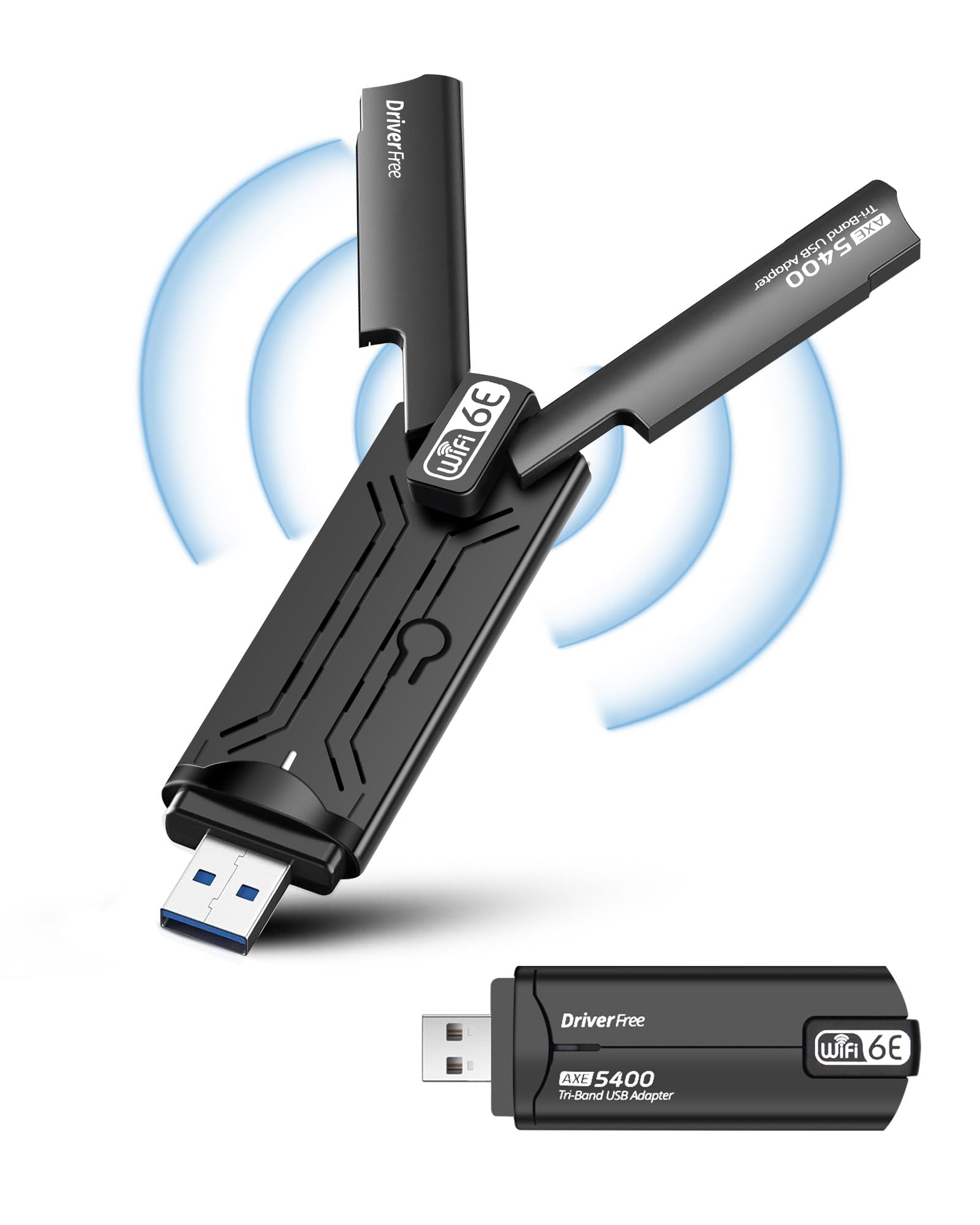 Clé WiFi 6 E Puissante AX5400 Mbps, Clé WiFi pour PC Tri-Bande 6GHz/5 GHz/2,4 GHz, Adaptateur USB WiFi, Dongle WiFi, MU-MIMO/USB3.0/WPA3 pour Windows 10/11