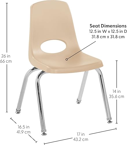 Miniatura 228 de Factory Direct Partners 10355-BL Silla escolar apilable de 10 pulgadas, asiento apilable para estudiantes con patas de acero cromado y rodamientos