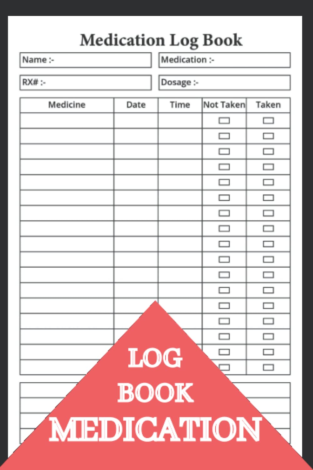 Medication log book: Daily Medication Chart Book, Care Log Books, Medication Record Book