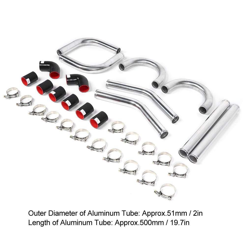 KIMISS Kit Tubi Intercooler Universale in Alluminio per Auto - 51mm/2in con Accessori di
