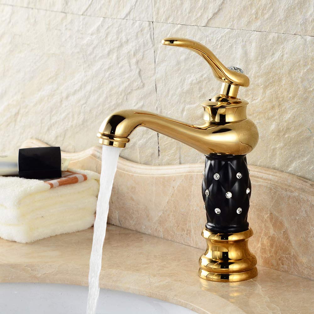 Robinet de lavabo anti-éclaboussure avec filtre pur mitigeur laiton doré cristal