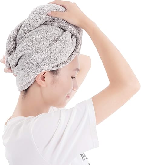 Amazon Co Jp Wff 帽子 ハット ボタン スーパー吸収性の反フリズの毛の乾燥タオルの帽子が長く ショートヘアの帽子のマイクロファイバー毛タオルターバンラップ Color 1 Piece ファッション