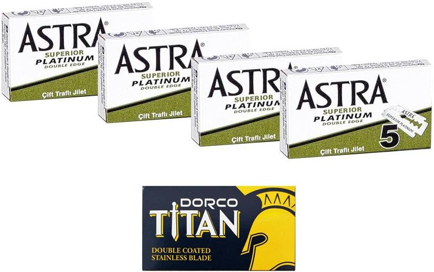 Astra 20 Superior Platinum Razor Blades + 1 Dorco Titan
