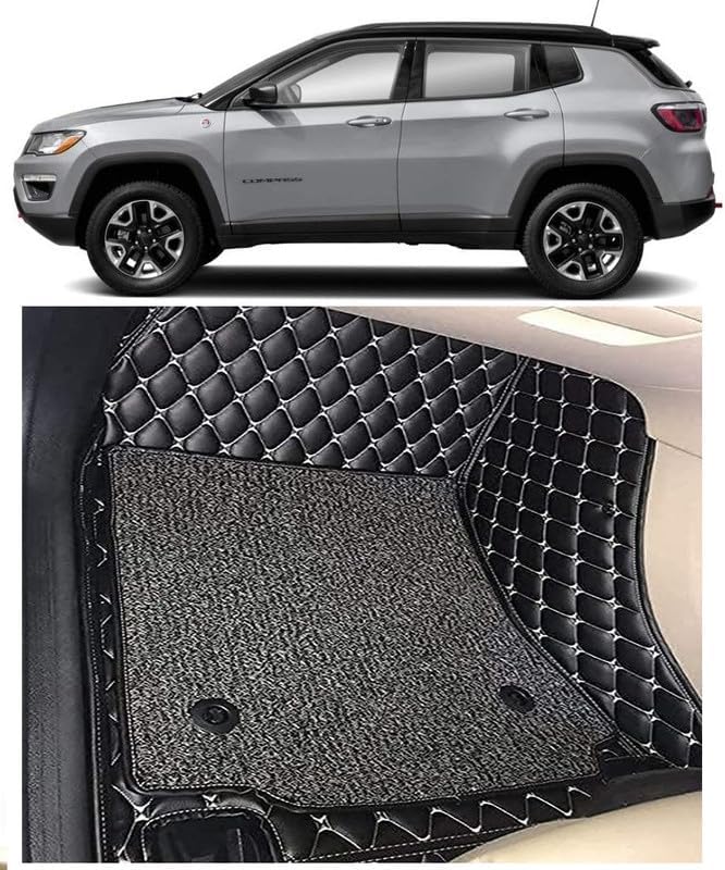 Image of MINANSH Foot Mats /Floor Mats Compatible BMWW 520 Model (2017-2024) 7D Luxury Leather Washable Car Floor Mat- (Black with Beige)