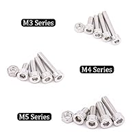 Vista 4 de Hilitchi Kit surtido de tornillos y tuercas de acero inoxidable M3 M4 M5, 510 piezas, tornillos y tuercas de acero inoxidable 304 (enchufe hexagonal)
