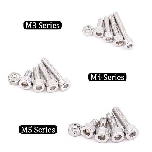 Miniatura 4 de Hilitchi Kit surtido de tornillos y tuercas de acero inoxidable M3 M4 M5, 510 piezas, tornillos y tuercas de acero inoxidable 304 (enchufe hexagonal)