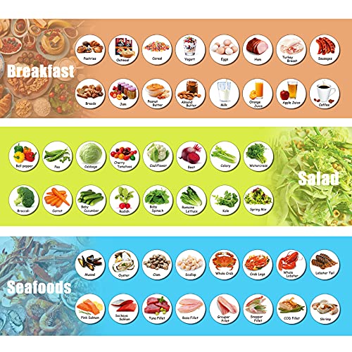 MORCART 96PCS Fridge Magnets Kitchen Food List Breakfast Vegetables Fruits Seafood Salad Meats Decorative Refrigerator Office Locker Cabinets Classroom Whiteboards Gifts for Cooking Lovers