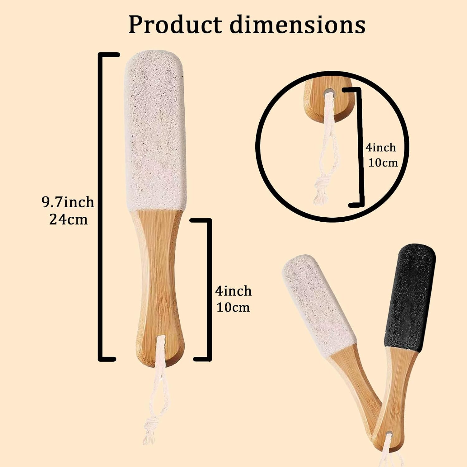 2-Pack Professional Pedicure Foot File & Pumice Stone with Wooden Handle on a Stick - Callus Remover and Foot Scrubber for Dead Skin, Dry Rough Feet, Cracked Heels and Corns